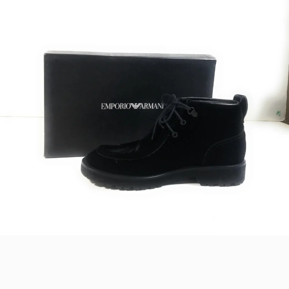 Emporio Armani Men's Black Suede Boots Size 6
